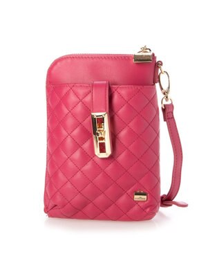 LA BAGAGERIE シープレザー　キルティングスマホショルダー ピンク