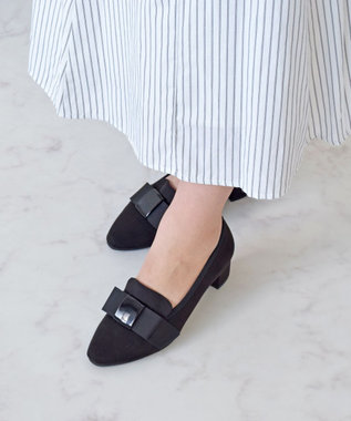 Bridget Birkin ＜3E＞【Bridget Birkin Walk】オペラリボンヒールウォーキングパンプス ブラックスウェード