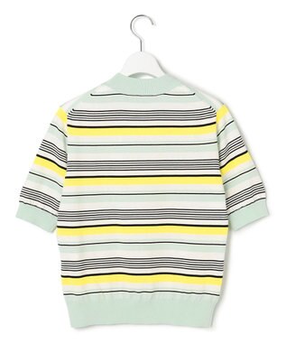 23区 L 【VERY3月号掲載/洗える】プレミアムビオコットン 半袖 マルチボーダー ニット ミントベース