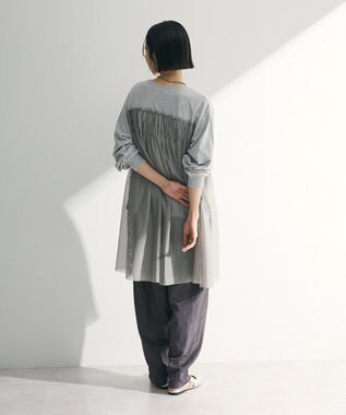 Green Parks メッシュドッキングレイヤーチュニック Gray Mixture