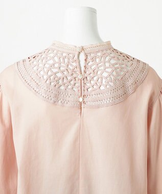 23区 L 【GOLD LABEL】モダンコットン レースコンビ ブラウス ピンク系