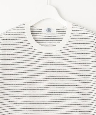 J.PRESS LADIES L 【洗える・抗菌防臭】コットンアセテート ボーダー ドルマン ニット ホワイト系1