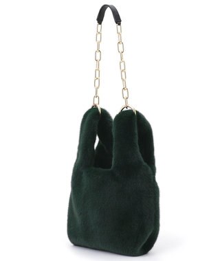 23区 フェイクファー チェーン バッグ ダークグリーン系