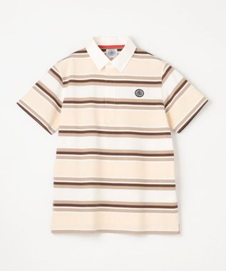 J.PRESS KIDS 【140-170cm】マルチボーダー 半袖ポロシャツ ベージュ系1