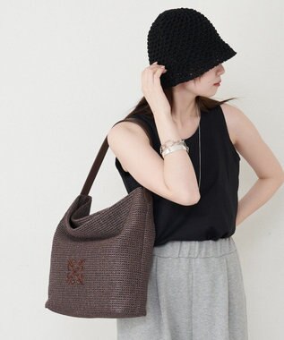 russet ナイロンラフィアワンショルダーバッグ(CE-1714) D.Brown