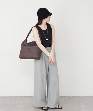 russet ナイロンラフィアワンショルダーバッグ(CE-1714) D.Brown