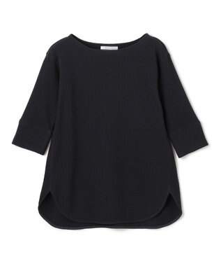 BEIGE， 【洗える】GLOBE / コットンリブ7分袖カットソー Black