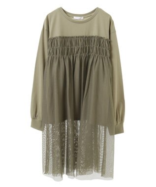 Green Parks メッシュドッキングレイヤーチュニック Khaki