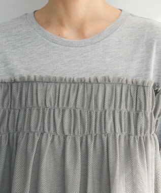 Green Parks メッシュドッキングレイヤーチュニック Gray Mixture