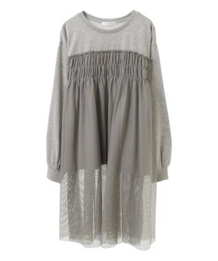 Green Parks メッシュドッキングレイヤーチュニック Gray Mixture