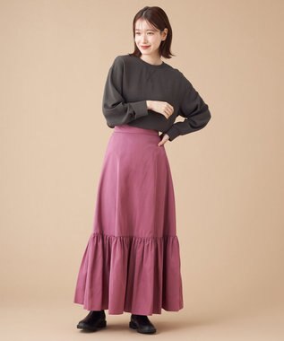 SHARE PARK LADIES 【ウォータープルーフ】　マキシティアードスカート ピンク