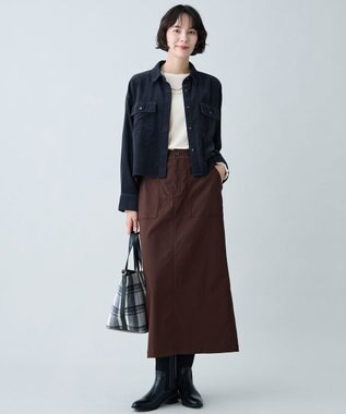ANY L コーデュロイショートシャツ ダークブルー