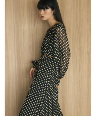 Green Parks armonia．ドットプリントパイピングワンピース Black