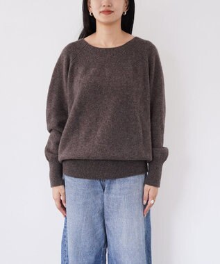TOQUE 〈大草直子さんアドバイザー〉ベビーアルパカ×ウール縮絨ニットラグランスリーブ ブラウン