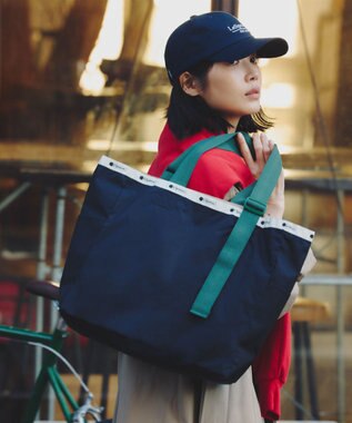LeSportsac LG HANDLE ADJ TOTE/ディープシー/ボトルグリーンウェビング ディープシー/ボトルグリーンウェビング