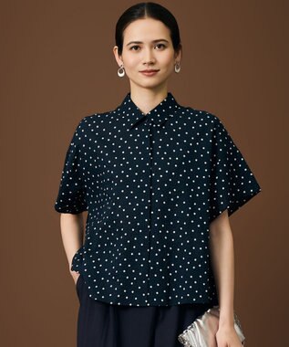 自由区 L 【17号サイズまで展開・WEB限定】コットンサッカープリント シャツ