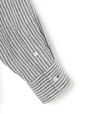 23区 L LIBECO ベーシック シャツ ダークグリーンストライプ