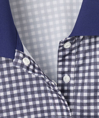 23区GOLF 【WOMEN】【接触冷感・UVケア・吸水速乾】ギンガムチェック柄 ポロシャツ ネイビー系3