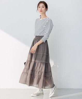 組曲 【洗える】レーシーボイル スカート ライトグレー系