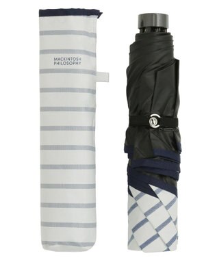 MOONBAT 【大きめ】マッキントッシュ フィロソフィー 晴雨兼用日傘 折りたたみ傘 ボーダー／遮光 遮熱 UV オフホワイト