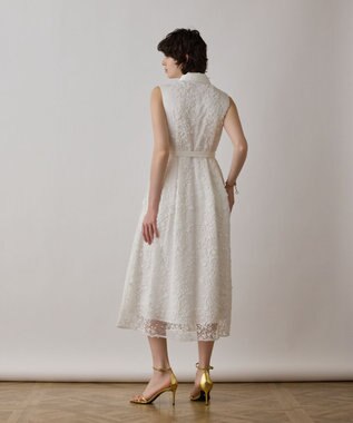 GRACE CONTINENTAL フラワーライン刺繍ワンピース ホワイト