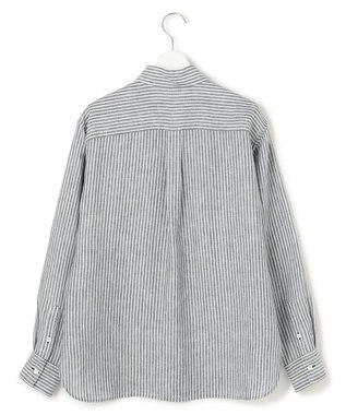 23区 L LIBECO ベーシック シャツ ダークグリーンストライプ