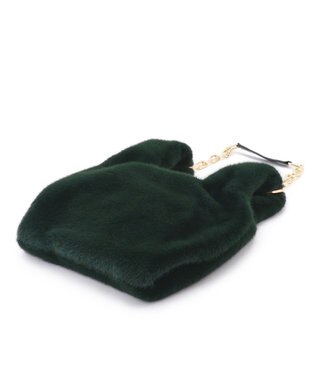 23区 フェイクファー チェーン バッグ ダークグリーン系