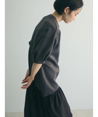 Green Parks ａ．異素材切り替えバルーンワンピース Charcoal Gray