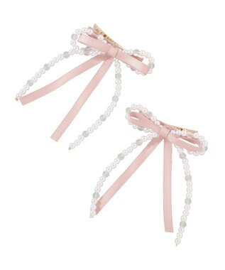 Maison de FLEUR パールリボンクリップＳＥＴ Pink
