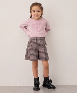 ANY KIDS 【Good Price】 ANY刺繍 長袖Tシャツ ピンク