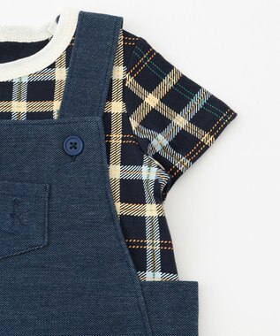 組曲 KIDS 【80-90cm】Check 半袖オーバーオール ネイビー系5