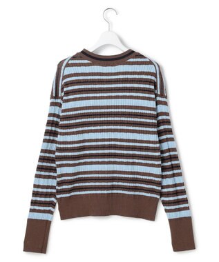 J.PRESS YORK STREET 【UNISEX】コットンボーダー ニットカーディガン ブラウン系1