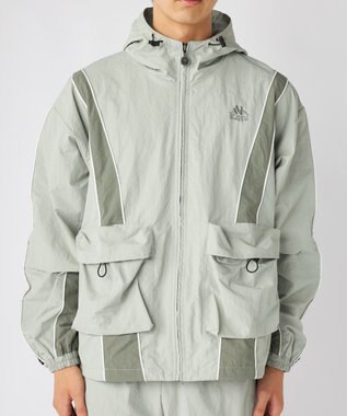 OP／FILA 【Kappa】オーバーシルエット バンダナイロントラックジャケット グレー