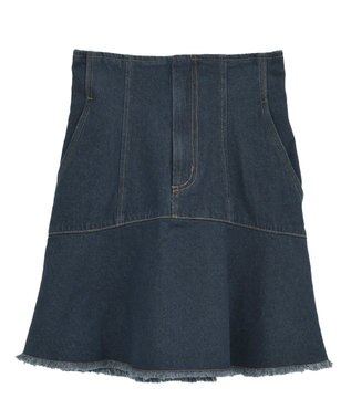 earth music&ecology ハイウエストフレアデニムスカート Indigo