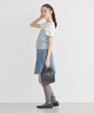 earth music&ecology ハイウエストフレアデニムスカート Light Indigo
