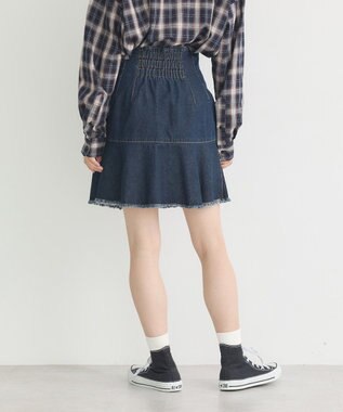 earth music&ecology ハイウエストフレアデニムスカート Indigo