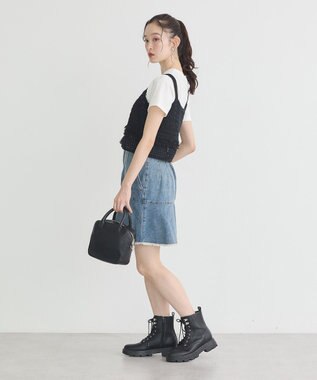 earth music&ecology ハイウエストフレアデニムスカート Light Indigo