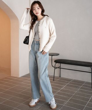 WEGO 【WEB限定/25年秋冬新作】別注USPOLO微起毛カーデ ホワイトアイボリー