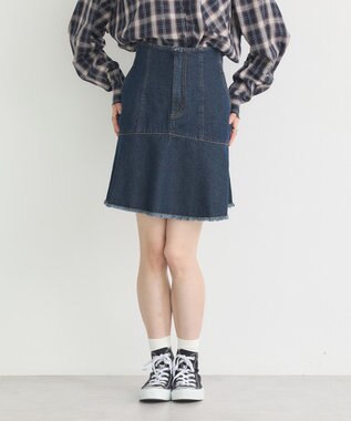 earth music&ecology ハイウエストフレアデニムスカート Indigo