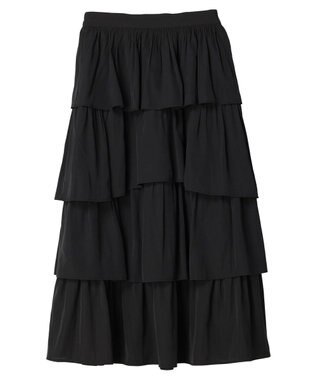 earth music&ecology フリルティアードスカート Black