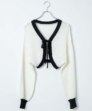 WEGO 【紫外線対策/手洗い可】メッシュリボンボレロ ホワイト