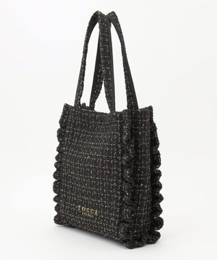 TOCCA 【ヨンア×大人百花×TOCCAコラボカラー有り】PRECIOUS WAVES BAG WITH POUCH ポーチ付きトートバッグ ブラックツイード