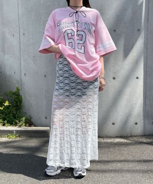 WEGO ナンバリングメッシュビッグT ピンク