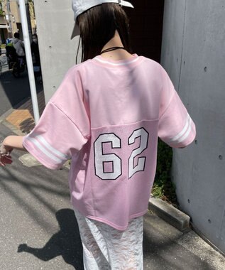 WEGO ナンバリングメッシュビッグT ピンク