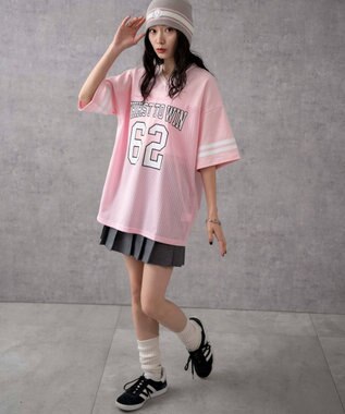 WEGO ナンバリングメッシュビッグT ピンク