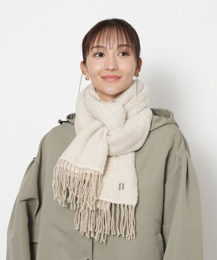 MOONBAT FURLA(フルラ）ループヤーン ツイード調ラメ入り ストール アルパカ混 日本製 ベージュ