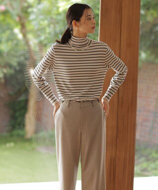 J.PRESS LADIES 【ご好評につき新色追加！・WEB限定カラーあり・洗える】PRINCE タートルネック ニット ベージュ×スレート系