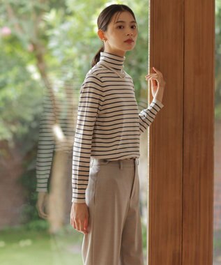 J.PRESS LADIES L 【ご好評につき新色追加！・WEB限定カラーあり・洗える】PRINCE タートルネック ニット ベージュ×スレート系