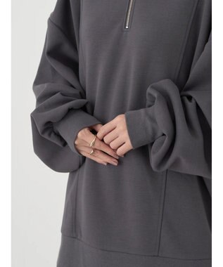 earth music&ecology スタンドｚｉｐダンボールチュニック Dark Gray