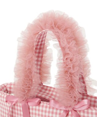 Maison de FLEUR ギンガムブランドロゴフリルハンドルトート Pink
